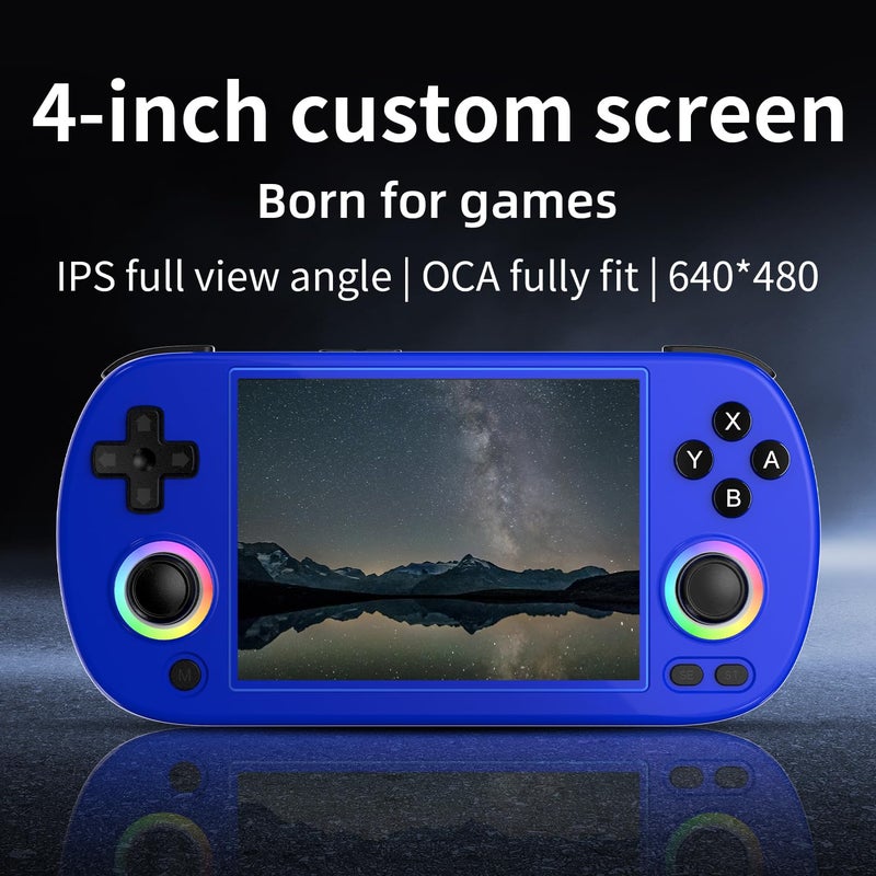 GiipGoop RG40XX H Retro Handheld Game Consoles RG40XXH Retro Gaming Console 64 TF Card Preloaded Games 5000+ Portable Gaming Console Linux 64-bit System 4.0'' IPS Screen WiFi Bluetooth HD and TV Output Blue - Image 4